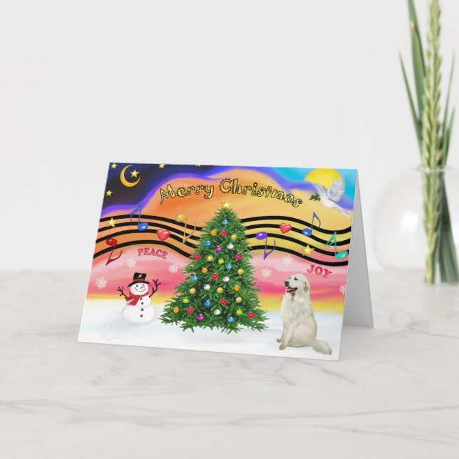 Christmas Music 2 - Great Pyrenees 4 Holiday Card (Front)