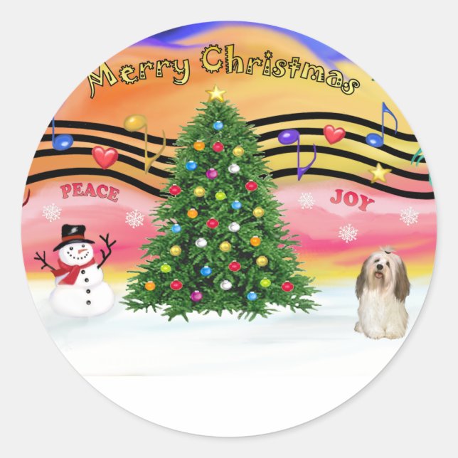 Christmas Music 2 - Havanese 2 Classic Round Sticker (Front)