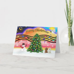 Christmas Music 2 - Poodles (Apricot and White) Holiday Card