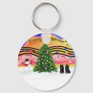 Christmas Music 2 - Schipperke (two) Key Ring