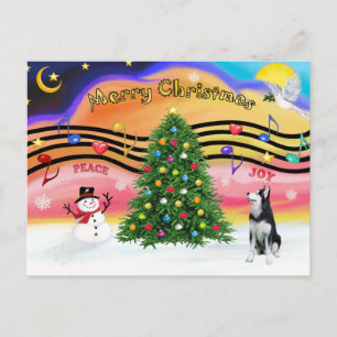 Christmas Music 2 - Siberian Husky Holiday Postcard