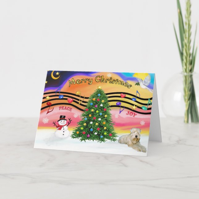 Christmas Music 2 - Wheaten Terrier (ld) Holiday Card (Front)