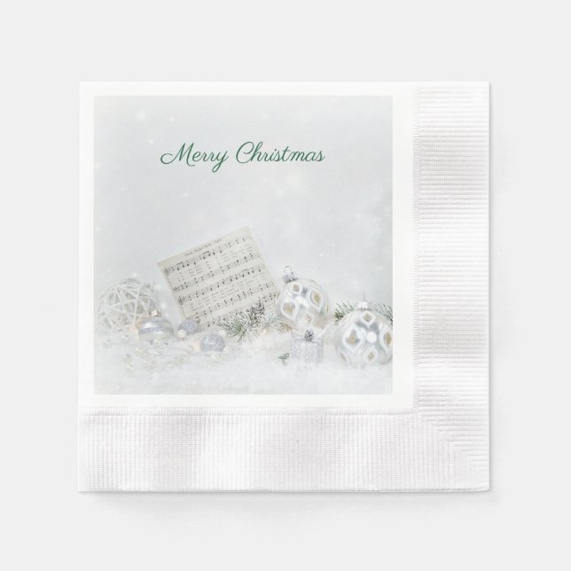 Christmas music and ornaments in snow napkin (Front)