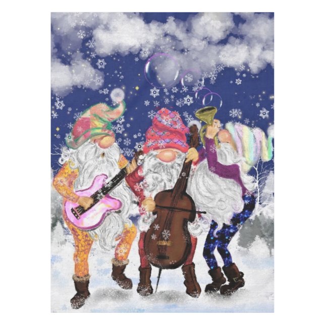Christmas Music Band Gnome Tablecloth (Front)