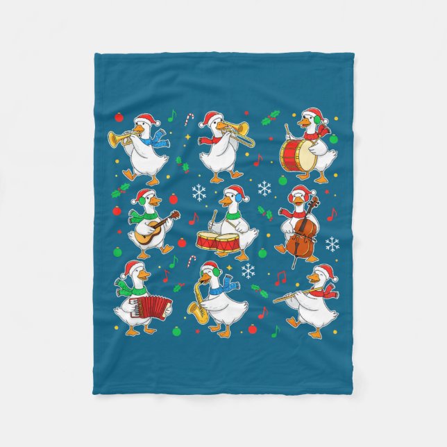 Christmas Music Goose Teacher Shirt, Holiday Music Fleece Blanket (Front)