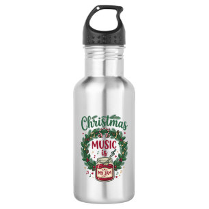 Christmas Music Is Jam Jar Pine Wreath Headphones 532 Ml Water Bottle