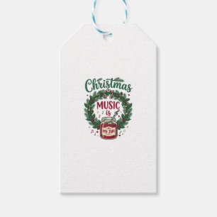Christmas Music Is Jam Jar Pine Wreath Headphones Gift Tags