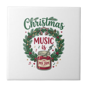 Christmas Music Is Jam Jar Pine Wreath Headphones Tile