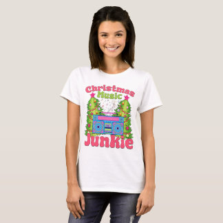 Christmas Music Junkie 80's Retro Cassette Player T-Shirt