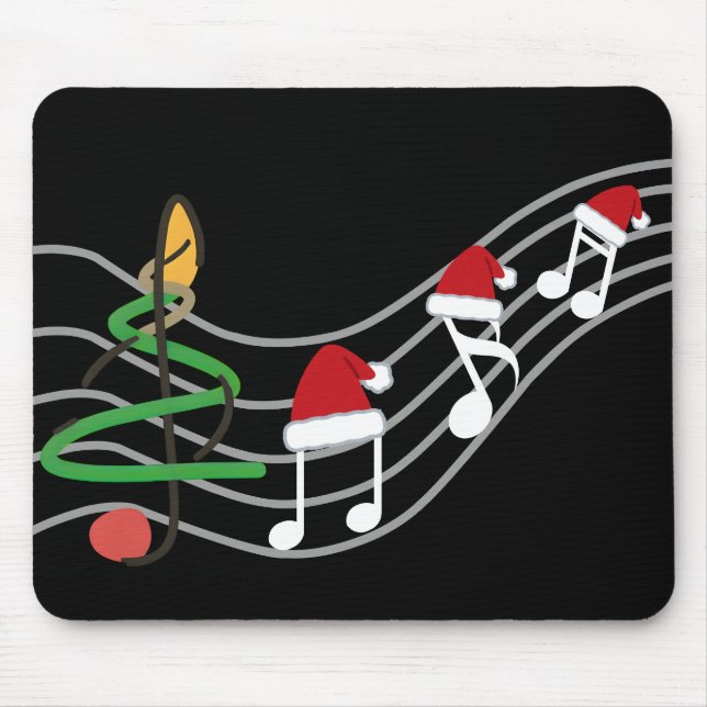 Christmas Music Notes Santa Hat Treble Clef  Mouse Pad (Front)