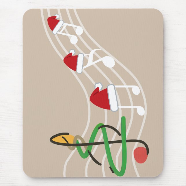 Christmas Music Notes Santa Hat Treble Clef  Mouse Pad (Front)