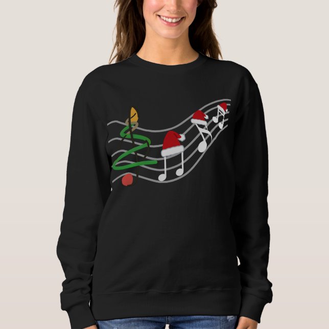 Christmas Music Notes Santa Hat Treble Clef  Sweatshirt (Front)