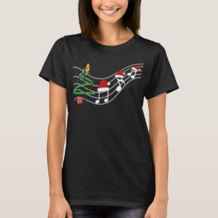 Christmas Music Notes Santa Hat Treble Clef T-Shirt