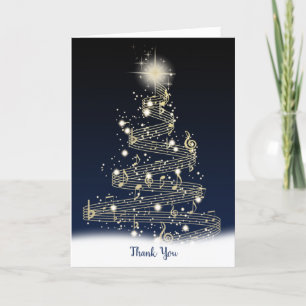 Christmas music tree thank you card