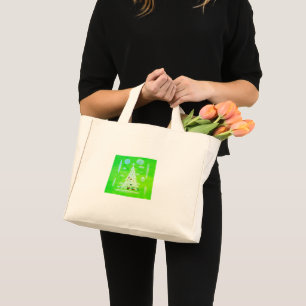 CHRISTMAS MUSTY GREEN WITH WHITE TREE MINI TOTE BAG