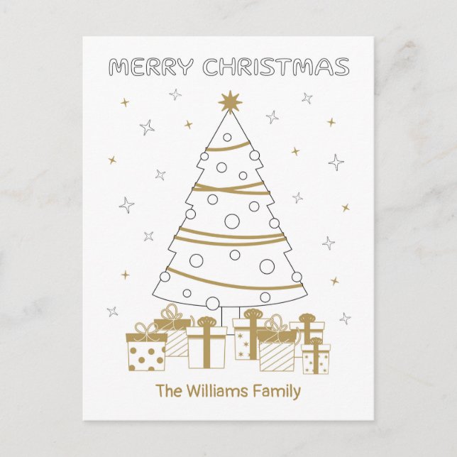 Christmas Name Fun Colouring Unique Custom Holiday Postcard (Front)