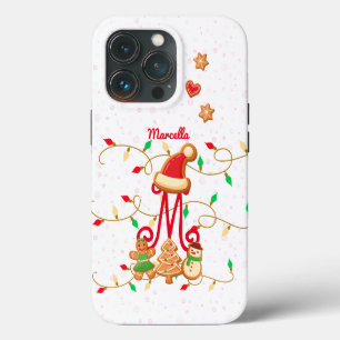 Christmas Name Monogram Custom Gingerbread Red iPhone 13 Pro Case