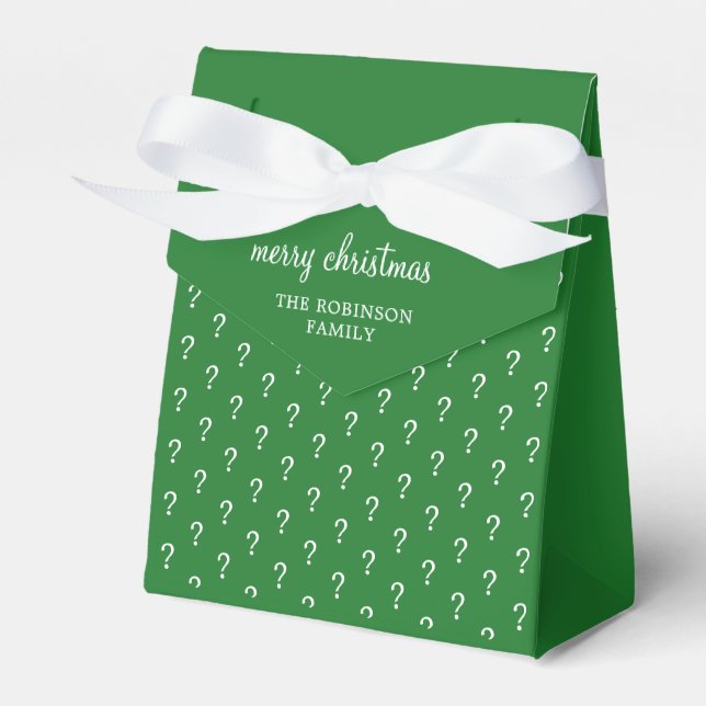 Christmas Name Monogram Green Question Mark  Favour Box (Front Side)