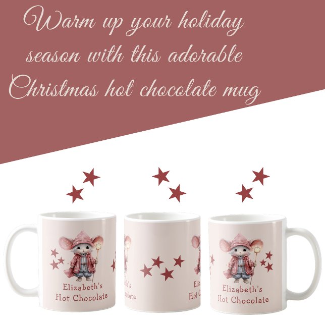 Christmas name mouse pink hot chocolate mug (Creator Uploaded)
