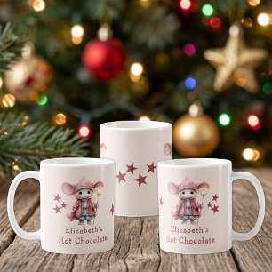 Christmas name mouse pink hot chocolate mug