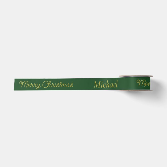 Christmas Name Typography Satin Ribbon (Front)