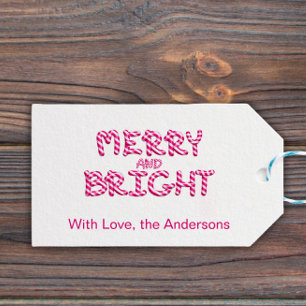 Christmas Napkins Merry and Bright Candy Cane Red Gift Tags