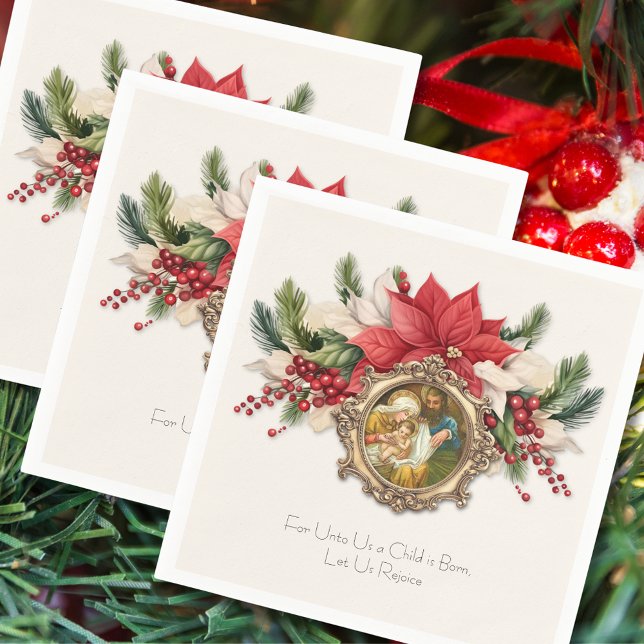 Christmas Napkins: Nativity of Jesus Poinsettias  Napkin (Creator Uploaded)