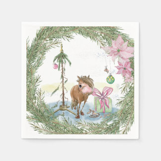 Christmas napkins with pony picture