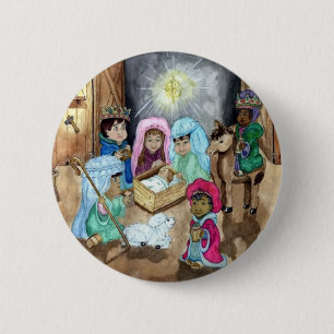 Christmas Nativity 6 Cm Round Badge
