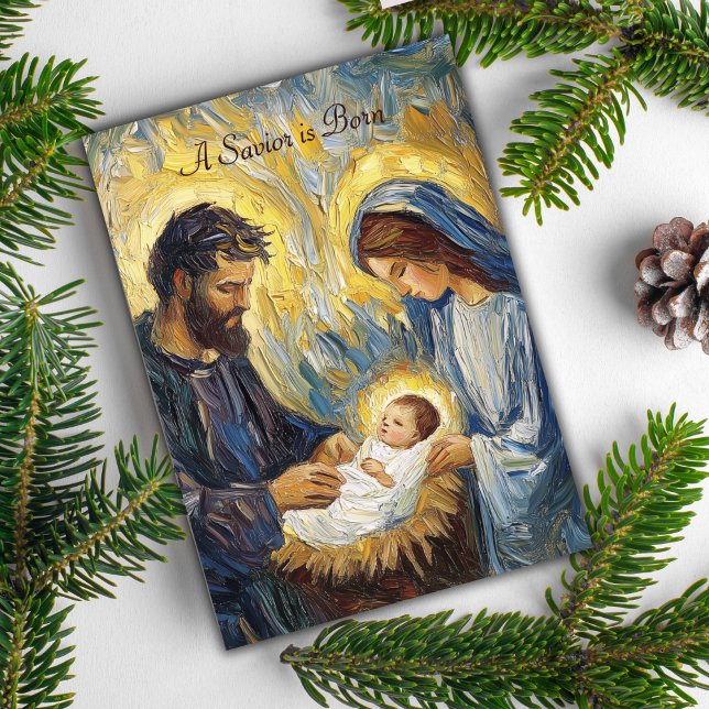  Christmas Nativity "A Saviour is Born " Luke2:11 Holiday Card (Creator Uploaded)