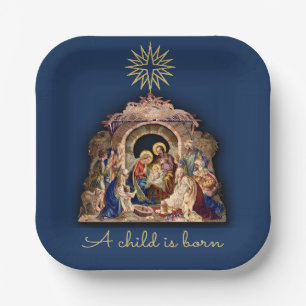 Christmas Nativity Adoration of Baby Jesus Paper P Plate