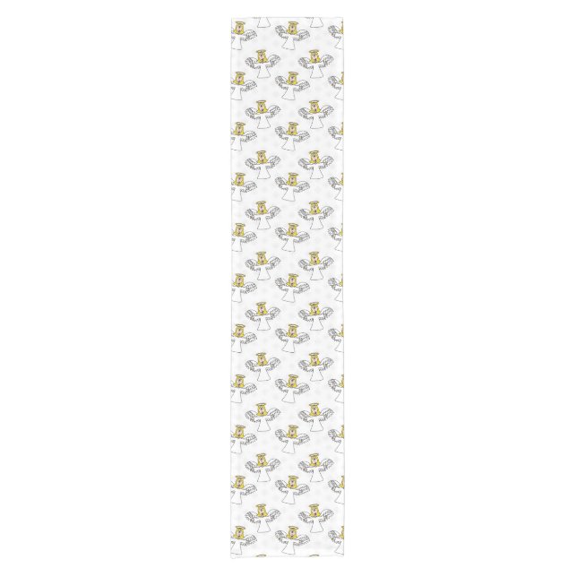 Christmas Nativity Angel Pattern Short Table Runner (Front)