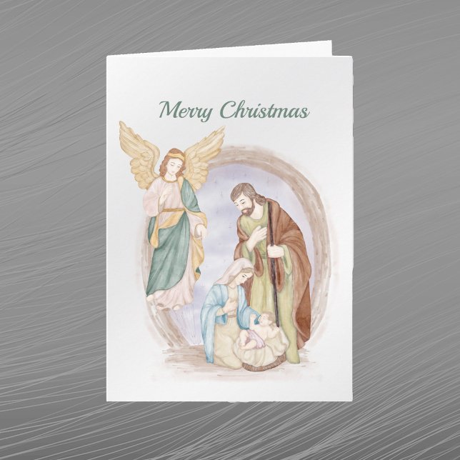 Christmas Nativity Angel Watercolor Holiday Card (Creator Uploaded)
