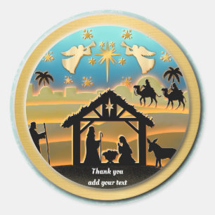 Christmas Nativity Baby Jesus in Manger Scene Classic Round Sticker