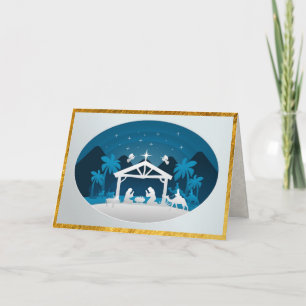 Christmas Nativity Baby Jesus in Manger Scene Holiday Card
