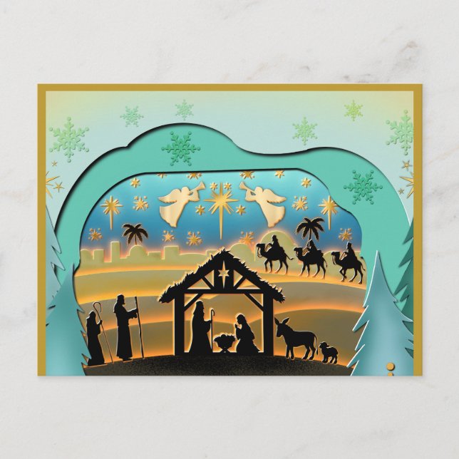 Christmas Nativity Baby Jesus in Manger Scene Holiday Postcard (Front)