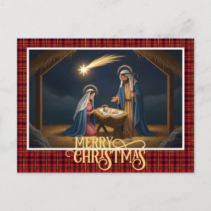 Christmas Nativity Baby Jesus in Manger Scene Holiday Postcard