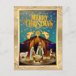 Christmas Nativity Baby Jesus in Manger Scene Holiday Postcard