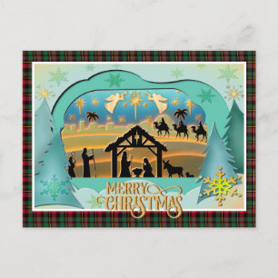 Christmas Nativity Baby Jesus in Manger Scene Holiday Postcard