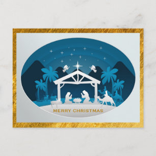 Christmas Nativity Baby Jesus in Manger Scene Holiday Postcard