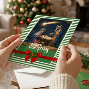 Christmas Nativity Baby Jesus in Manger Scene Holiday Postcard