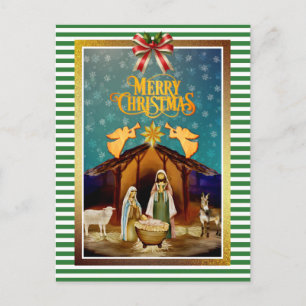 Christmas Nativity Baby Jesus in Manger Scene Holiday Postcard