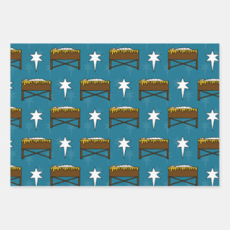 Christmas Nativity Baby Jesus Manger Pattern Wrapping Paper Sheet