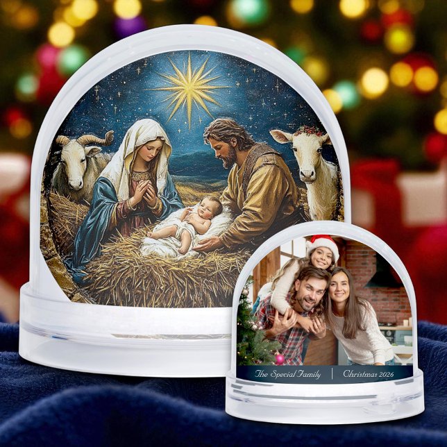 Christmas Nativity Bible Verse, Family Photo Snowglobe (Creator Uploaded)
