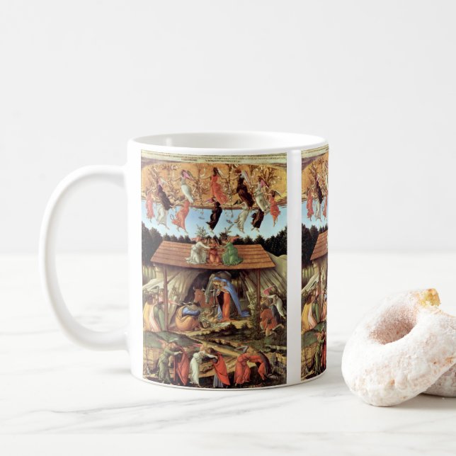 Christmas Nativity, Birth of Christ by Botticelli Coffee Mug (With Donut)