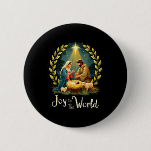Christmas Nativity Christian Birth Of Jesus Joy To 6 Cm Round Badge