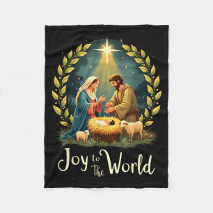 Christmas Nativity Christian Birth Of Jesus Joy To Fleece Blanket