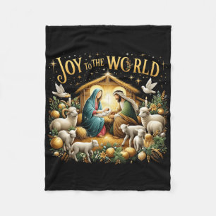 Christmas Nativity Christian Birth Of Jesus Joy To Fleece Blanket