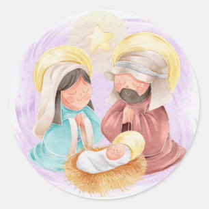 Christmas Nativity Classic Round Sticker