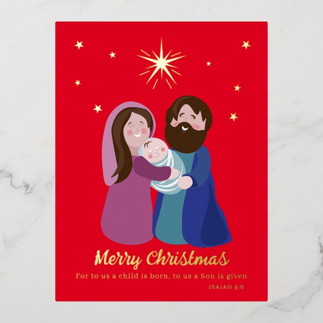 Christmas Nativity Foil Holiday Postcard (Front)
